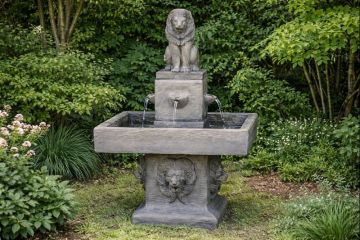 Square Lion Concrete Water Fountain